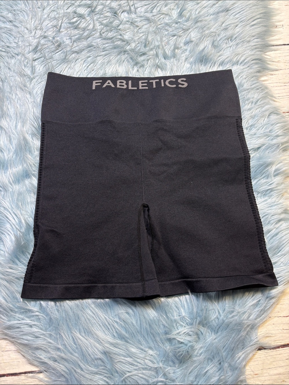 Fabletics Charcoal High-Rise Perforated Biker Shorts sz L